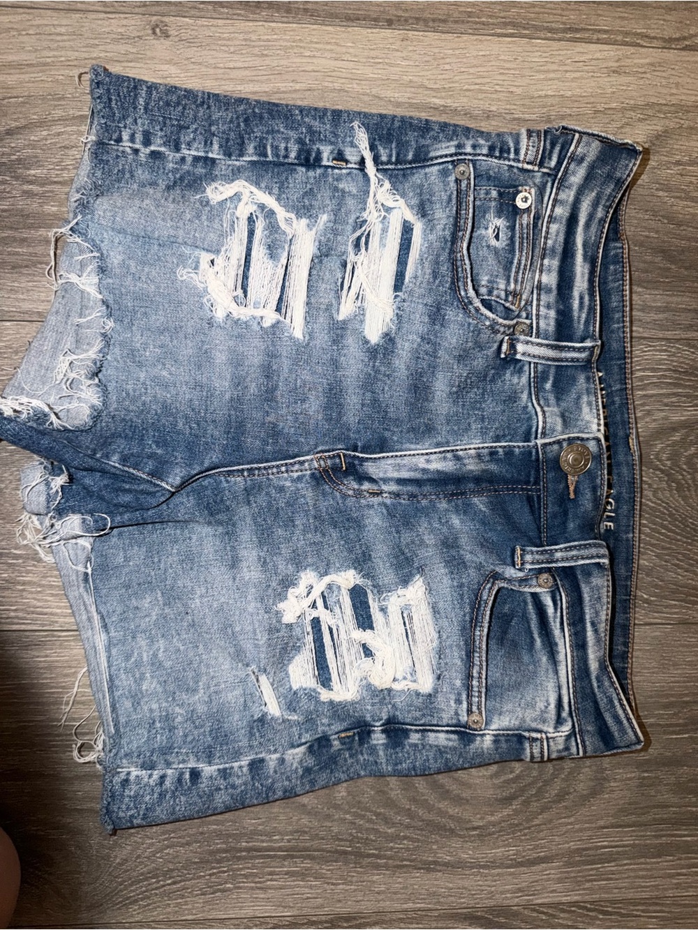 American Eagle Outfitters Distressed Light Blue Denim Shorts